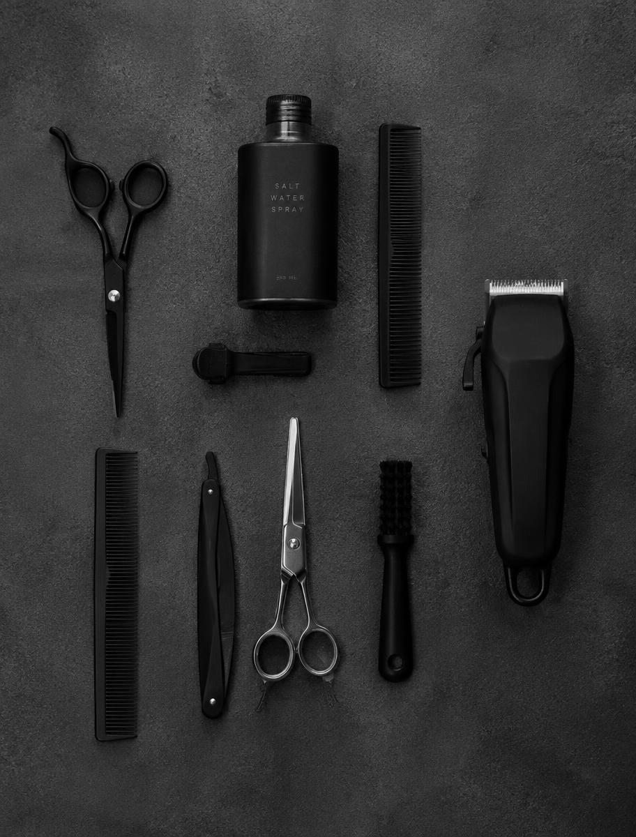 Barber tools flat lay
